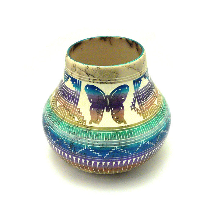 Butterfly Navajo  Horse Hair Pot #FLY441