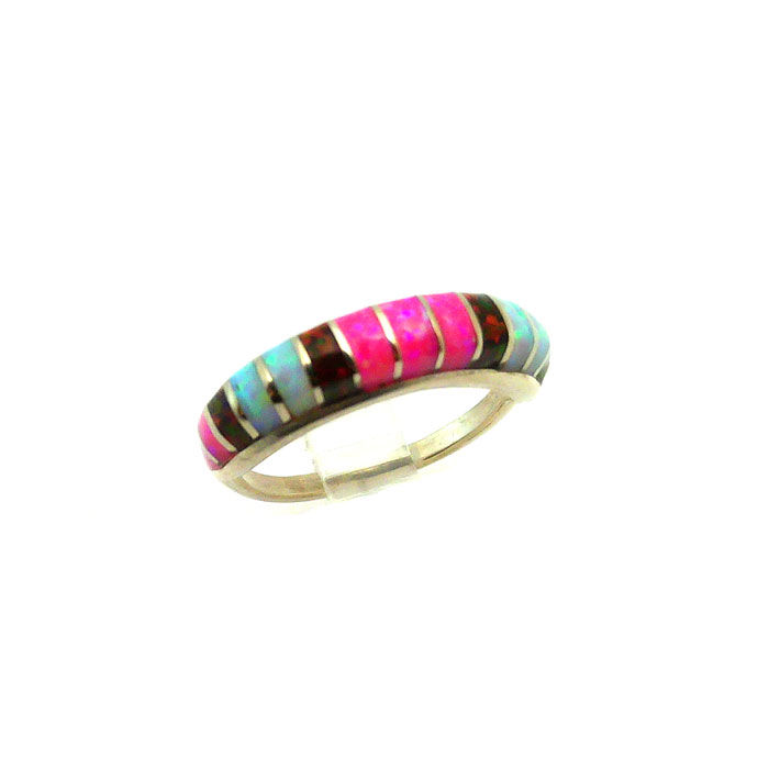 Multicolor Fired Opal Zuni Inlay Ring #RWP244