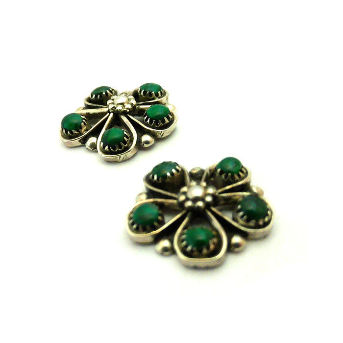 Thumbnail: Malachite Zuni Flower Earrings #FLO589
