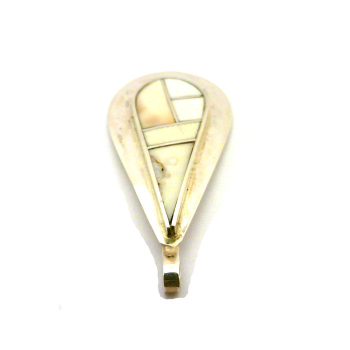 Thumbnail: Inlay White Buffalo Turquoise Pendant By H. Smith #AWW180