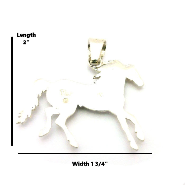 Thumbnail: White Buffalo & Gaspeite Galloping Horse Navajo Pendant #HGW825