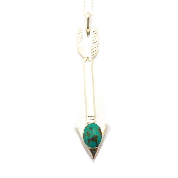 Thumbnail: Sterling Silver & Turquoise Arrow Pendant Necklace #ARR235
