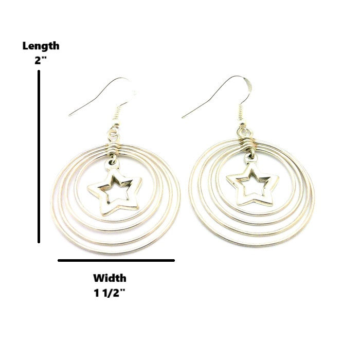 Thumbnail: Navajo Sterling Silver Dangle Star Hoops #EST562