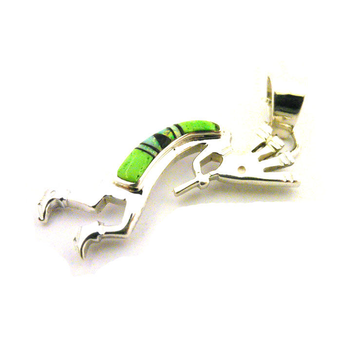 Thumbnail: Navajo Inlay Gaspeite Kokopelli Necklace #KOG270