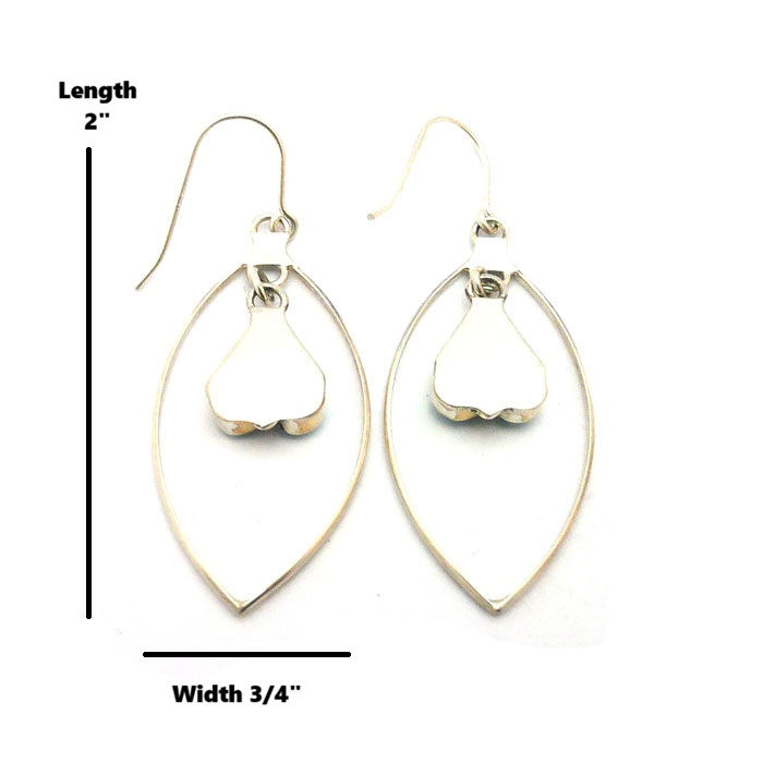 Thumbnail: Mother Of Pearl Dangle Zuni Heart Earrings #WHI983