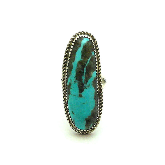 Thumbnail: Long Navajo Turquoise Ring #NEZ520