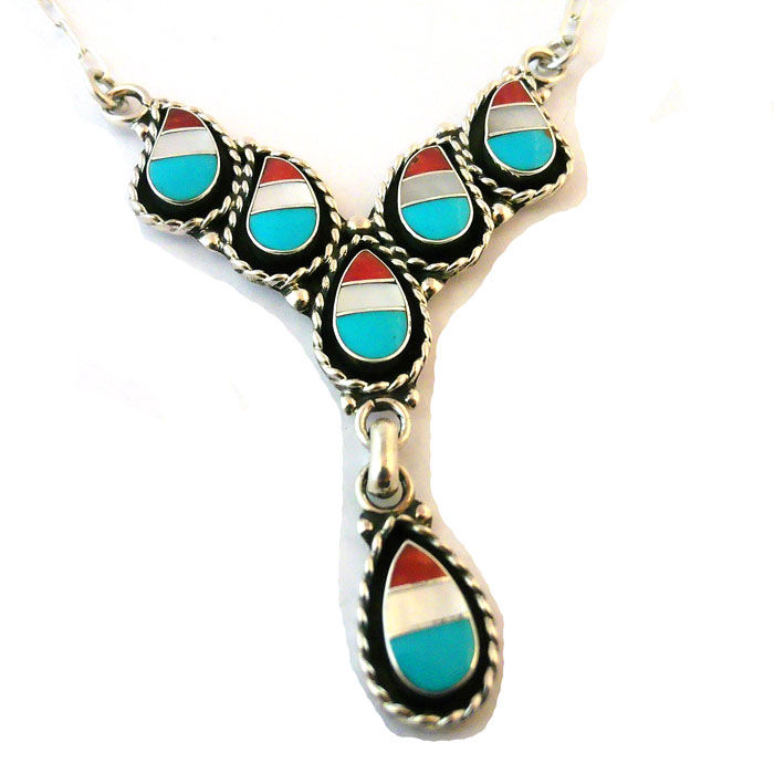 Thumbnail: Zuni Tear drop Necklace Set #MTD193