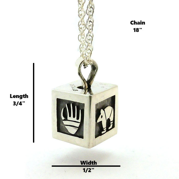 Thumbnail: Silver Overlay Hopi Cube Pendant Necklace #HLL881