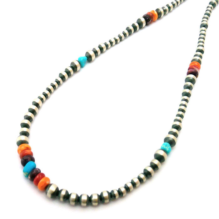 Thumbnail: Spiny Oyster & Turquoise Navajo Pearls Necklace #NAC361