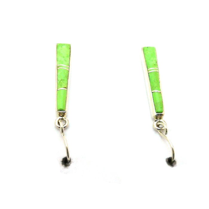 Thumbnail: Gaspeite Navajo Inlay Dangle Earrings #SGN164
