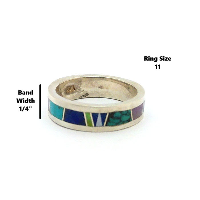 Thumbnail: Navajo Inlay Colorful Band Ring #MIX064