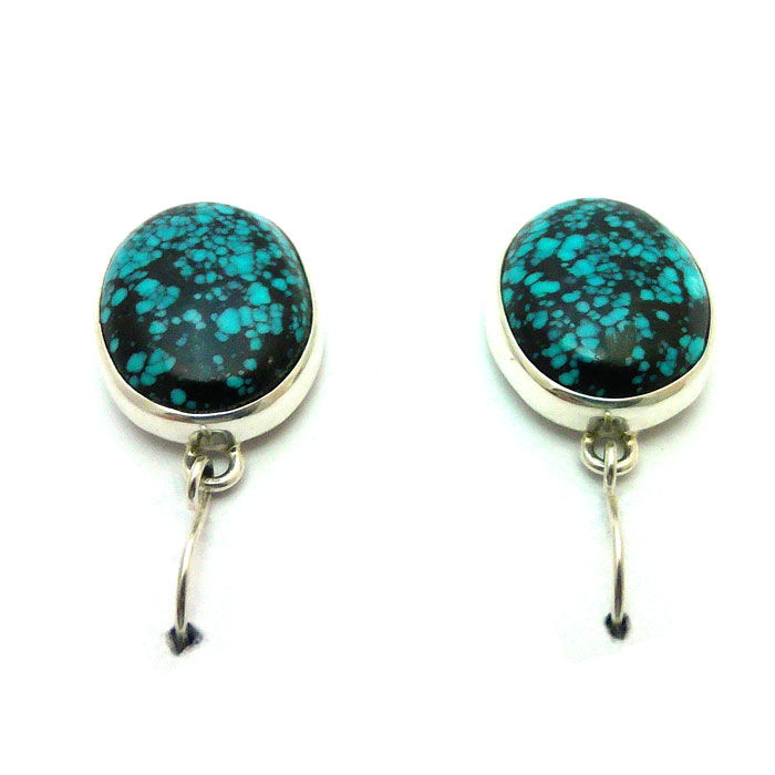 Thumbnail: Spiderweb Kingman Turquoise Earrings #SWK792