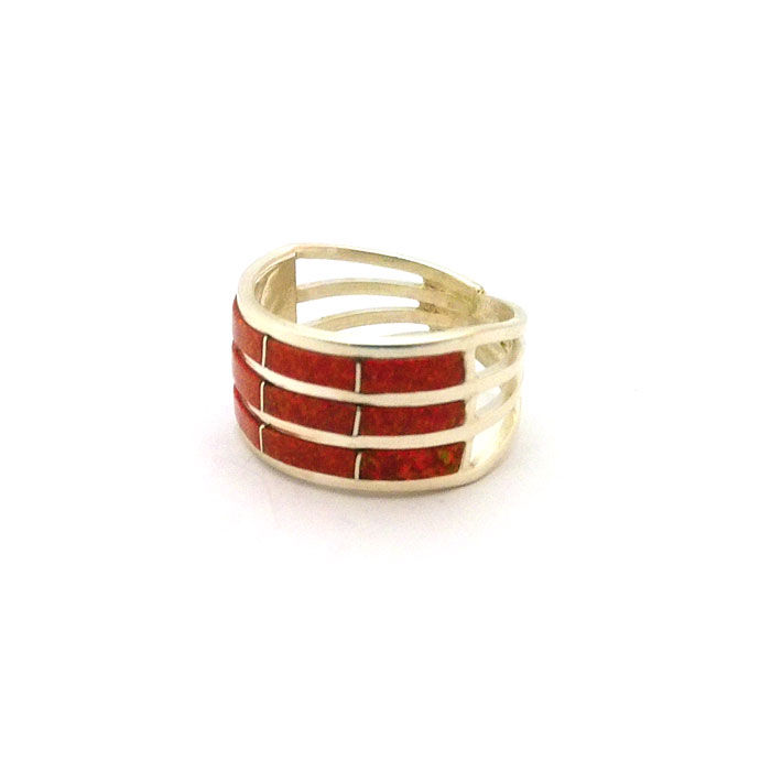 Thumbnail: Red Fired Opal Zuni Ring #RED182