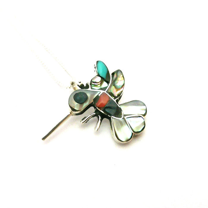 Small Zuni Hummingbird Pendant Necklace #DEA454