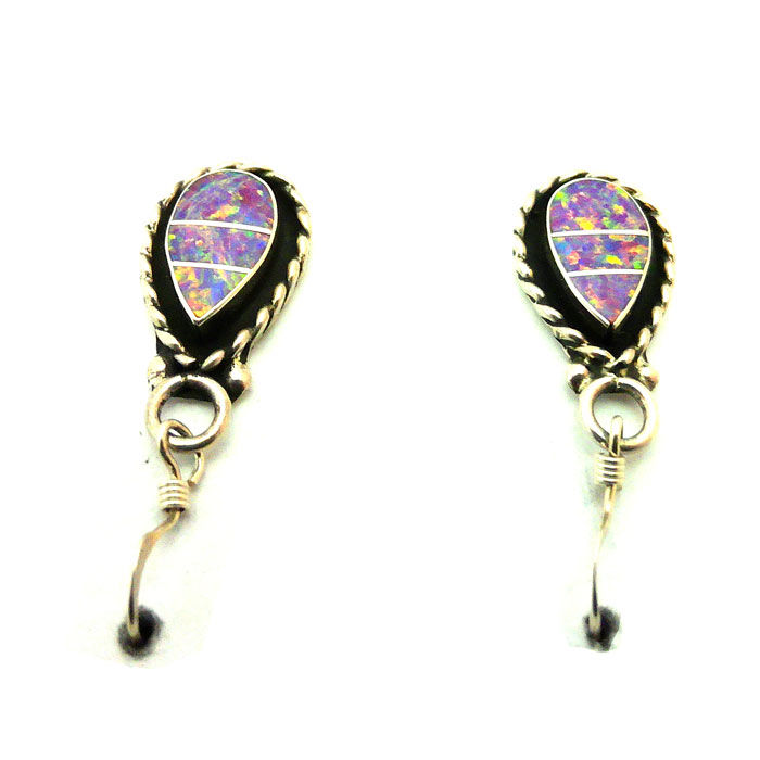 Thumbnail: Zuni Fired Opal Dangle Earrings #MOR967