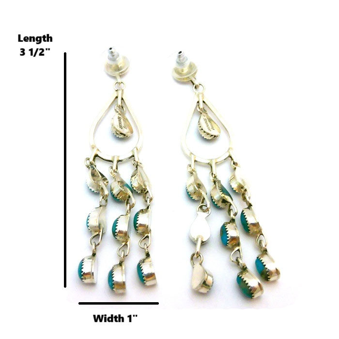 Thumbnail: Turquoise Long  Chandelier Earrings #CKK295