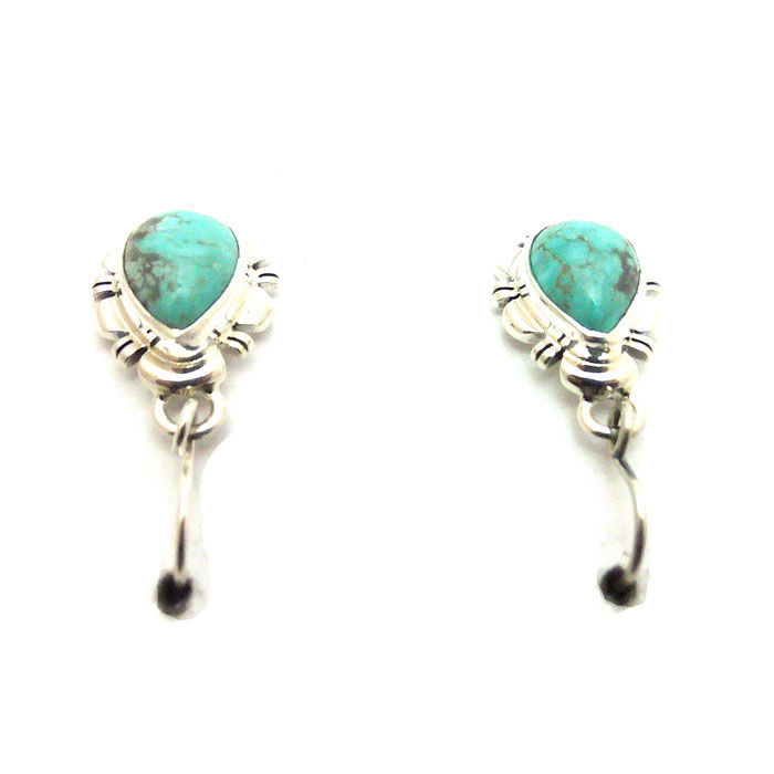 Thumbnail: Navajo Tear Drop Turquoise Earrings #BTU585
