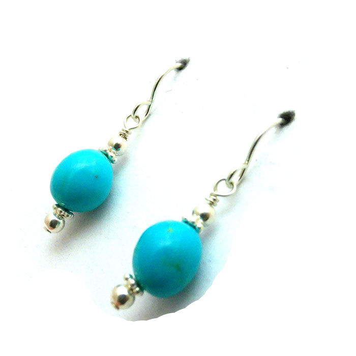 Thumbnail: Kingman Turquoise Navajo Dangle Earrings #NDE641