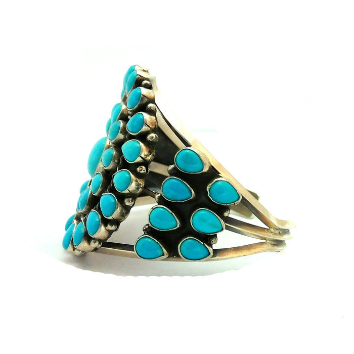Thumbnail: Navajo Kingman Turquoise Cluster Cuff #KCC330