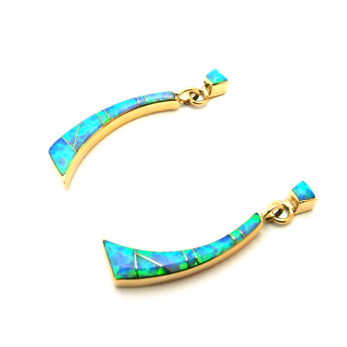 Thumbnail: 14K Gold Fired Opal Earrings #GFO916