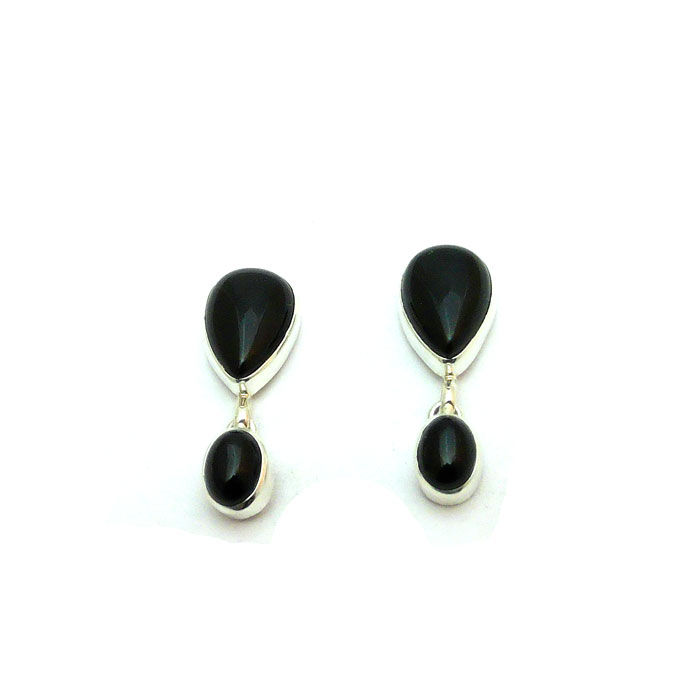 Thumbnail: Navajo Black Jet Dangle Earrings #TBL450