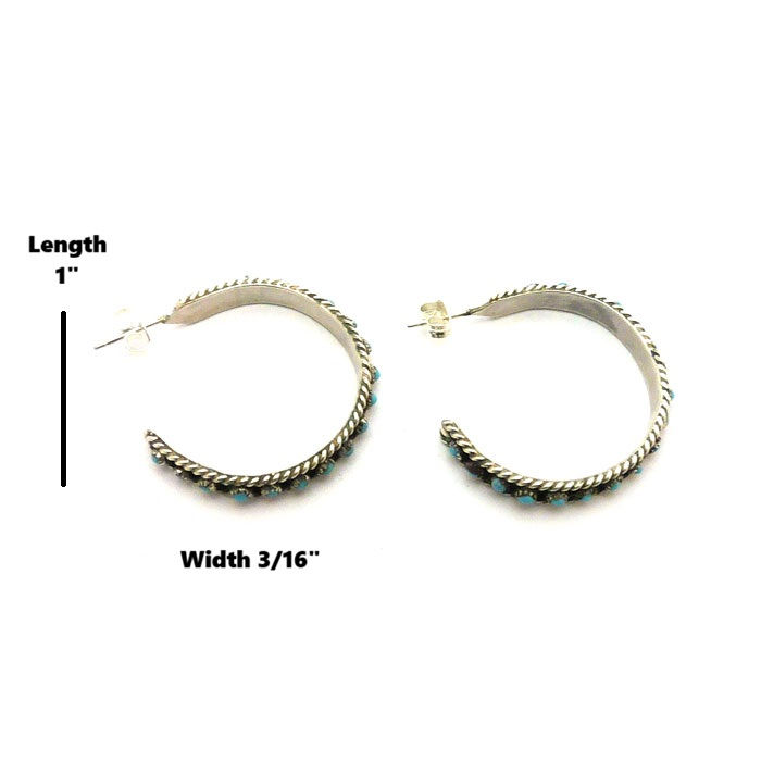 Thumbnail: Small Turquoise  Petit Point Zuni Hoops #EXP980