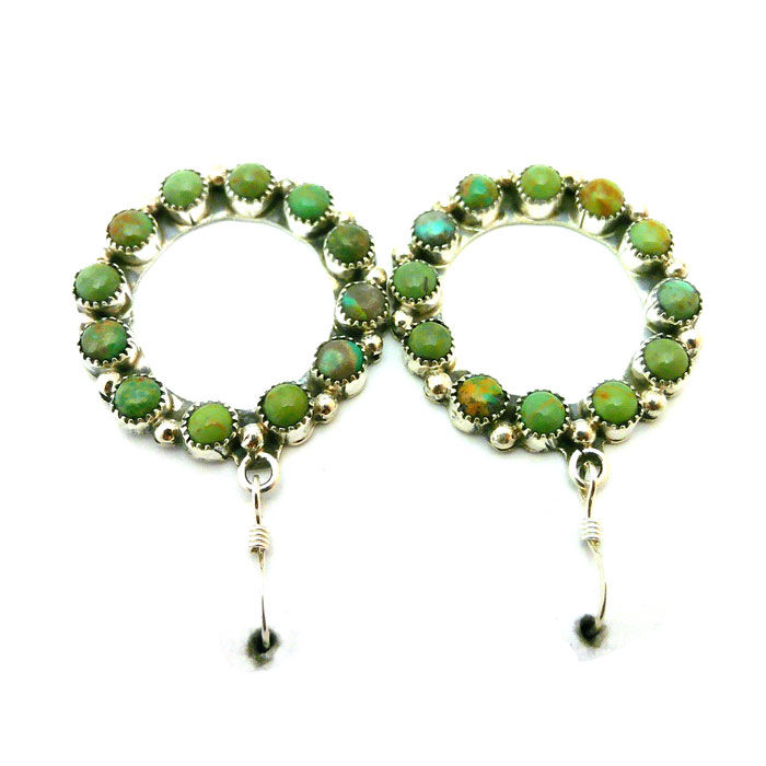 Thumbnail: Green Turquoise Dangle Earrings #GTC269