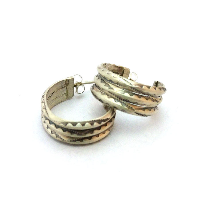 Sterling Silver Navajo Half Hoops #MOS970