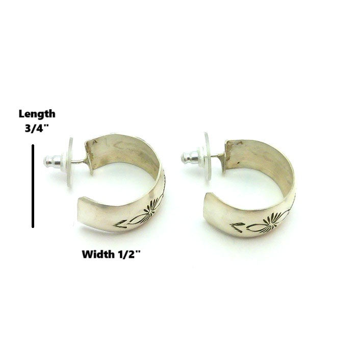 Thumbnail: Sterling Silver Navajo Hoops #NVA519