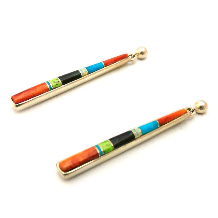Thumbnail: Navajo Artist Rick Tolino Colorful Earrings #RTN811