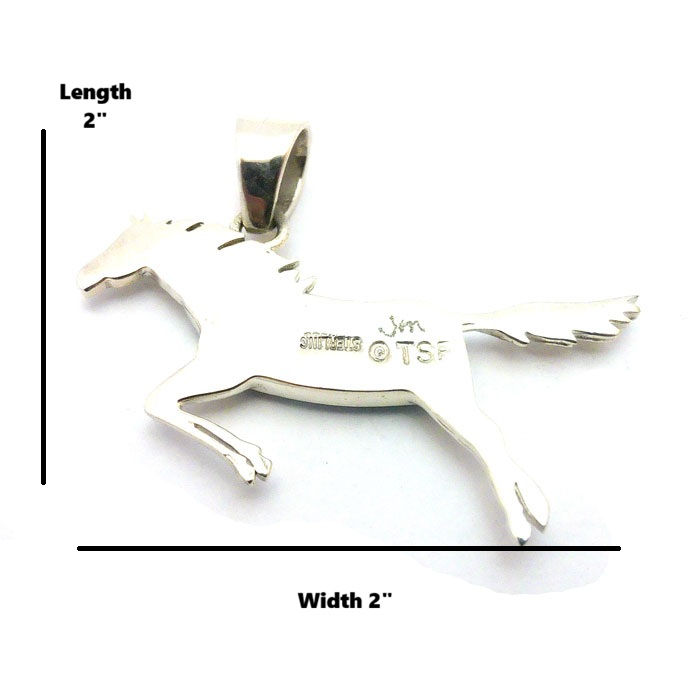Thumbnail: Navajo Inlay Turquoise Galloping Horse Pendant #THO691