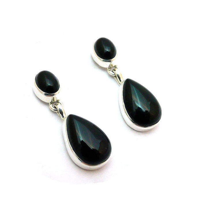 Navajo Black Jet Dangle Earrings #TBL450