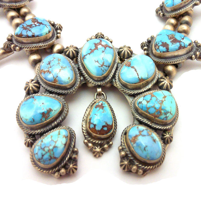 Thumbnail: Golden Hills Turquoise Squash Blossom Necklace Set #BGH381