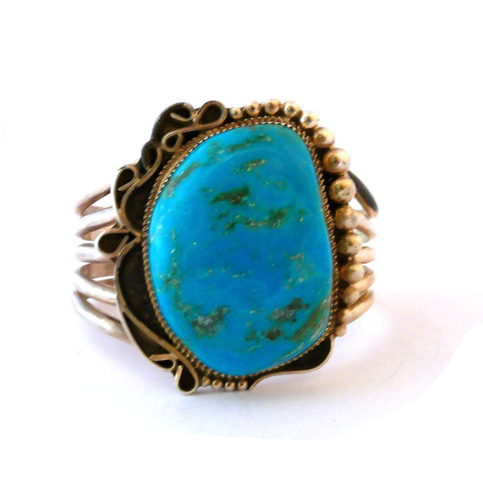 Thumbnail: Kingman Turquoise Cuff by Ray Nez #MDR933