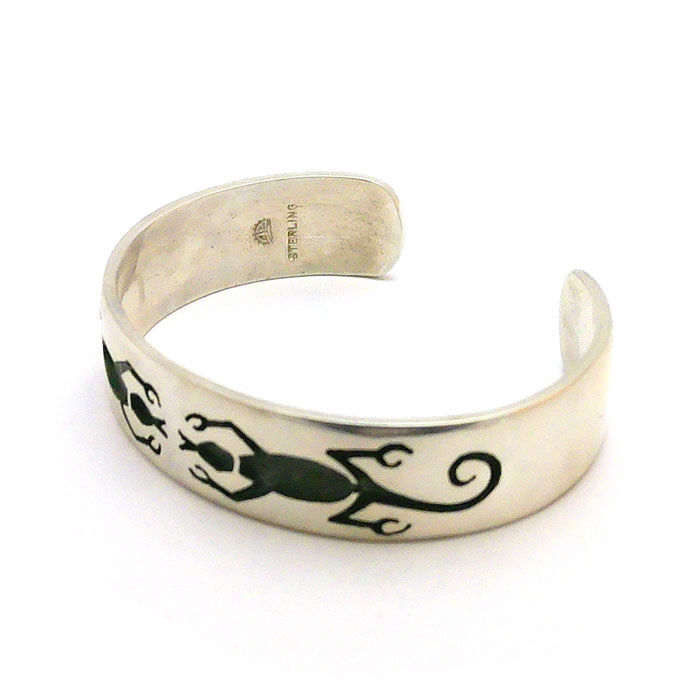 Thumbnail: Sterling Silver Overlay Hopi Lizard Cuff #LIZ845