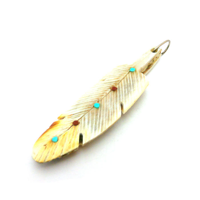 Thumbnail: Zuni Antler Feather Pendant #ANT146