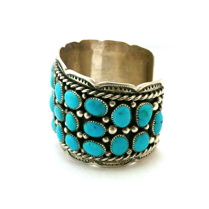 Thumbnail: Sleeping Beauty Turquoise Navajo Cuff #CCB608