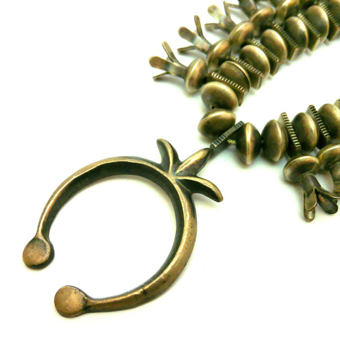 Thumbnail: Vintage  Sterling Silver Navajo Squash Blossom Necklace #SWV114