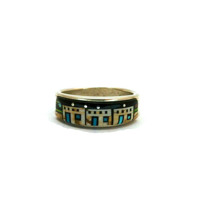 Thumbnail: Navajo Inlay Pueblo Night Sky Ring #AIR357
