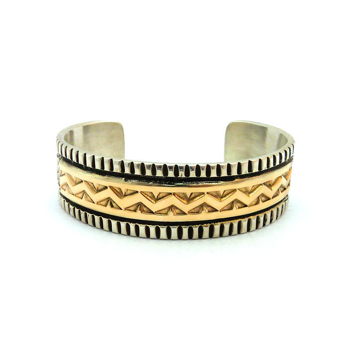 Thumbnail: Elvira Bill Sterling Silver & 14K Gold Cuff #EBG495