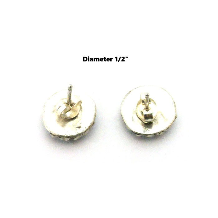 Thumbnail: Small Zuni Petit Point Round Turquoise Studs #SRP235
