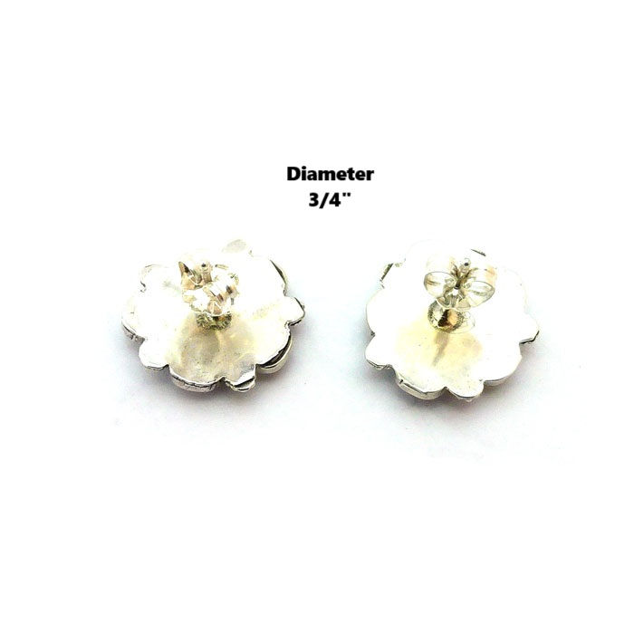 Thumbnail: Zuni Red Coral Flower Earrings #FLO960