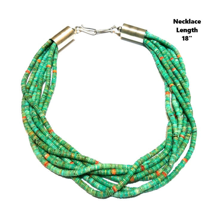 Thumbnail: 7 Strand Santo Domingo Turquoise Necklace #SDB113