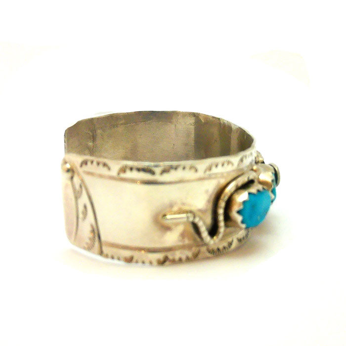 Thumbnail: Effie Calavaza Kingman Turquoise Snake Cuff #EFZ372