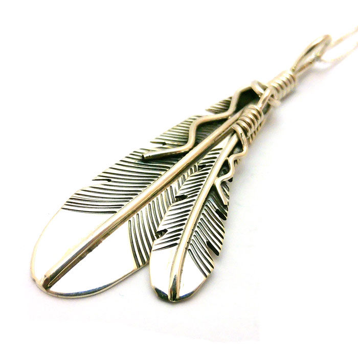 Thumbnail: Sterling Silver Feathers Necklace By Joe Mance #JOM684