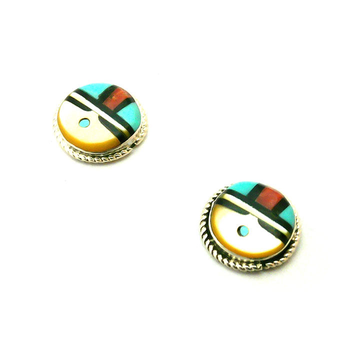 Thumbnail: Zuni Sun Face Stud Earrings #SUN170