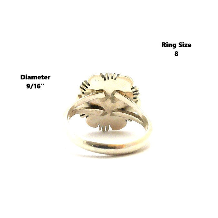 Thumbnail: Navajo White Buffalo Turquoise Round Ring #RWB147
