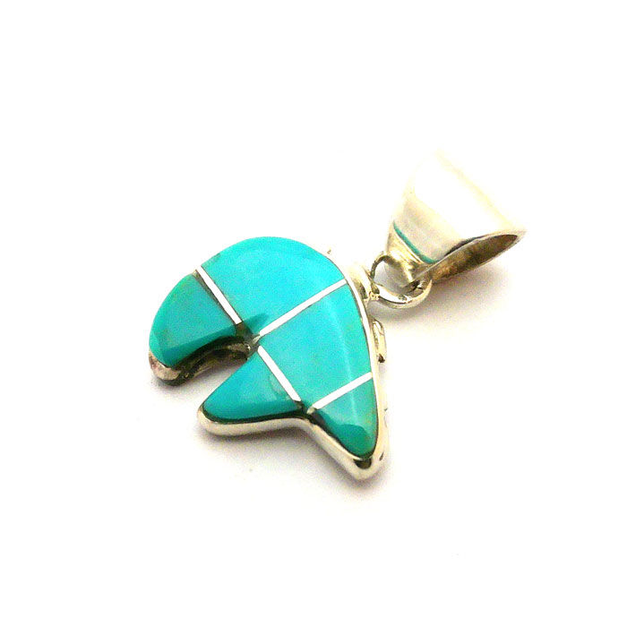 Thumbnail: Tiny Navajo Inlay Turquoise Bear Pendant #TBE912