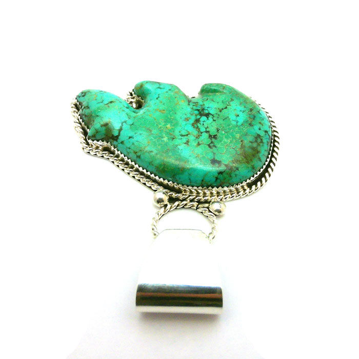 Thumbnail: Sonoran Gold Turquoise Big Zuni Bear Pendant #OSO542