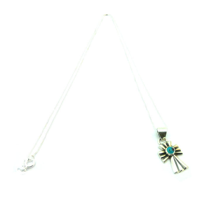 Edith Kee Sterling Silver & Kingman Turquoise Cross Necklace #LIM560